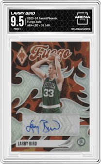 Larry Bird from the 2023-24 Panini Phoenix set graded by Arena Club and given an overall grade of 9.5.