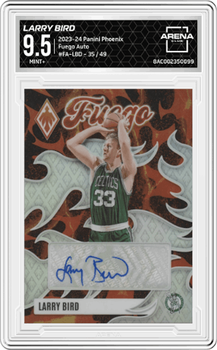 Larry Bird from the 2023-24 Panini Phoenix set graded by Arena Club and given an overall grade of 9.5.