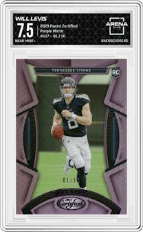 Will Levis from the 2023 Panini Certified set featuring a Purple Mirror parallel graded by Arena Club and given an overall grade of 7.5.