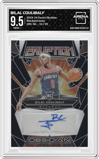 Bilal Coulibaly from the 2023-24 Panini Obsidian set graded by Arena Club and given an overall grade of 9.5.