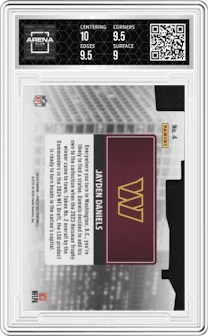 Jayden Daniels from the 2024 Panini Prestige  set graded by Arena Club and given an overall grade of 9.5.