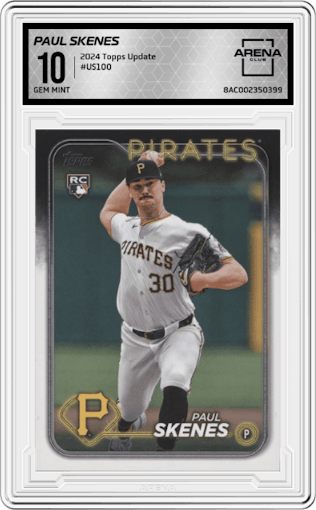 Paul Skenes from the 2024 Topps Update set graded by Arena Club and given an overall grade of 10.