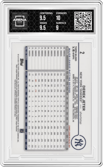 Derek Jeter from the 2024 Topps Gilded Collection set graded by Arena Club and given an overall grade of 9.5.
