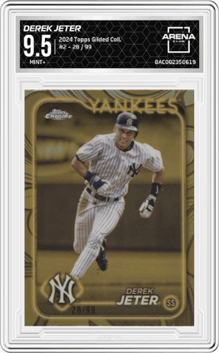 Derek Jeter from the 2024 Topps Gilded Collection set graded by Arena Club and given an overall grade of 9.5.