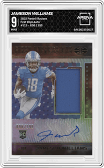 Jameson Williams from the 2022 Panini Illusions set graded by Arena Club and given an overall grade of 9.