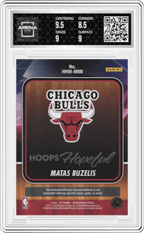 Matas Buzelis from the 2024-25 Panini NBA Hoops set graded by Arena Club and given an overall grade of 9.