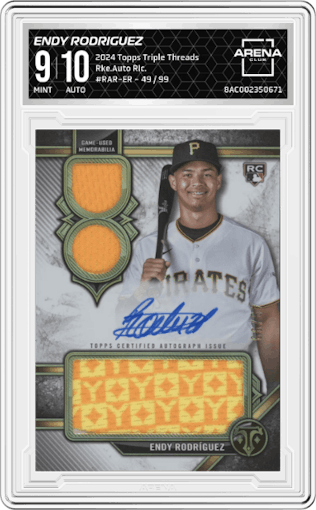 Endy Rodriguez from the 2024 Topps Triple Threads set graded by Arena Club and given an overall grade of 9.