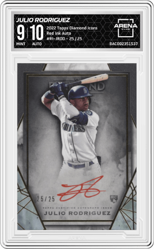 Julio Rodriguez from the 2022 Topps Diamond Icons set graded by Arena Club and given an overall grade of 9.