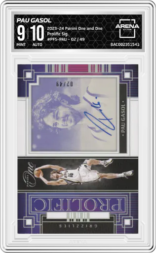 Pau Gasol from the 2023-24 Panini One and One set graded by Arena Club and given an overall grade of 9.