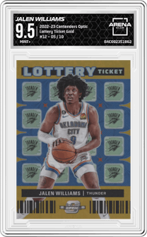 Jalen Williams from the 2022-23 Panini Contenders Optic set featuring a Gold parallel graded by Arena Club and given an overall grade of 9.5.
