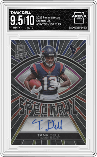 Tank Dell from the 2023 Panini Spectra set graded by Arena Club and given an overall grade of 9.5.