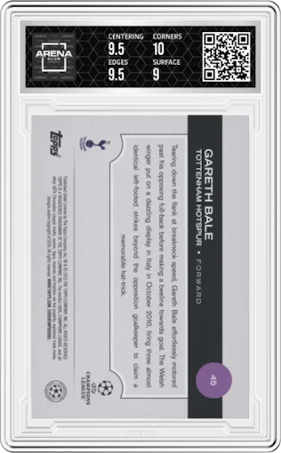 Gareth Bale from the 2024-25 Topps UEFA Club Competitions set graded by Arena Club and given an overall grade of 9.5.