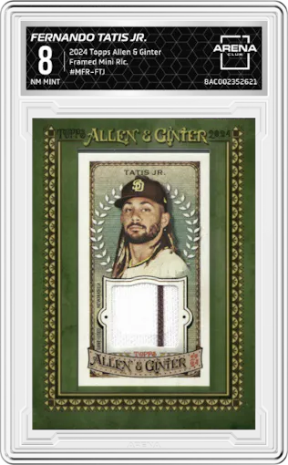 Fernando Tatis Jr. from the 2024 Topps Allen & Ginter set graded by Arena Club and given an overall grade of 8.