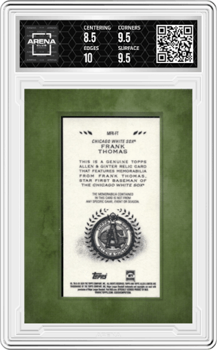 Frank Thomas from the 2024 Topps Allen & Ginter set graded by Arena Club and given an overall grade of 9.