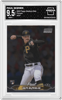 Paul Skenes from the 2024 Topps Stadium Club set graded by Arena Club and given an overall grade of 9.5.