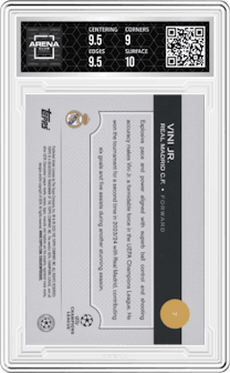  Vini Jr. from the 2024-25 Topps UEFA Club Competitions set graded by Arena Club and given an overall grade of 9.5.