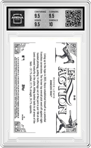 Royce Lewis from the 2024 Topps Allen & Ginter set graded by Arena Club and given an overall grade of 10.
