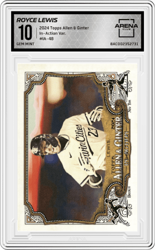 Royce Lewis from the 2024 Topps Allen & Ginter set graded by Arena Club and given an overall grade of 10.