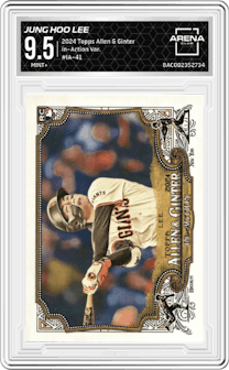 Jung Hoo Lee from the 2024 Topps Allen & Ginter set graded by Arena Club and given an overall grade of 9.5.