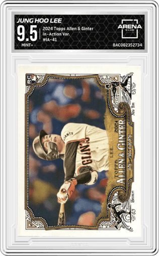 Jung Hoo Lee from the 2024 Topps Allen & Ginter set graded by Arena Club and given an overall grade of 9.5.