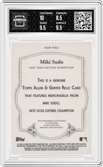 Miki Sudo from the 2024 Topps Allen & Ginter set graded by Arena Club and given an overall grade of 9.