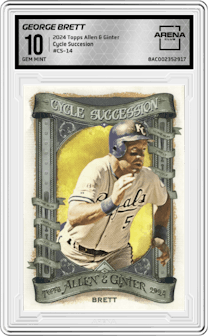 George Brett from the 2024 Topps Allen & Ginter set graded by Arena Club and given an overall grade of 10.