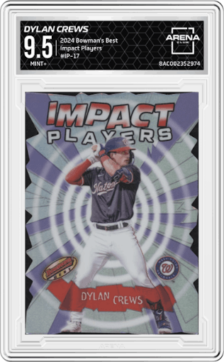 Dylan Crews from the 2024 Bowman's Best set graded by Arena Club and given an overall grade of 9.5.