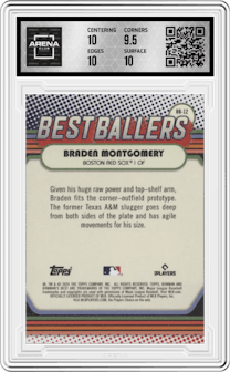 Braden Montgomery from the 2024 Bowman's Best set graded by Arena Club and given an overall grade of 10.