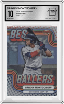 Braden Montgomery from the 2024 Bowman's Best set graded by Arena Club and given an overall grade of 10.