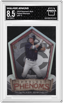 Walker Jenkins from the 2024 Bowman's Best set graded by Arena Club and given an overall grade of 8.5.
