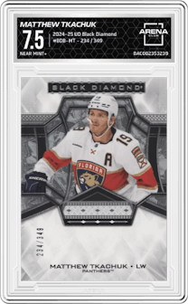 Matthew Tkachuk  from the 2024-25 Upper Deck Black Diamond set graded by Arena Club and given an overall grade of 7.5.
