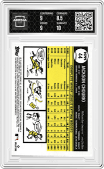 Jackson Chourio from the 2024 Topps Archives set graded by Arena Club and given an overall grade of 9.