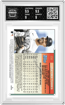 Gleyber Torres from the 2024 Topps Archives set featuring a Green Foilboard parallel graded by Arena Club and given an overall grade of 9.5.