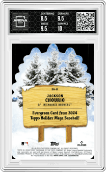 Jackson Chourio from the 2024 Topps Holiday set graded by Arena Club and given an overall grade of 9.