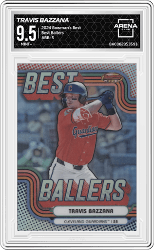 Travis Bazzana from the 2024 Bowman's Best set graded by Arena Club and given an overall grade of 9.5.