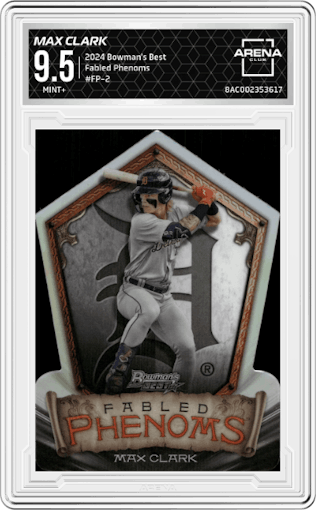 Max Clark from the 2024 Bowman's Best set graded by Arena Club and given an overall grade of 9.5.