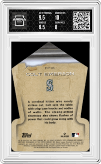 Colt Emerson from the 2024 Bowman's Best set graded by Arena Club and given an overall grade of 8.5.