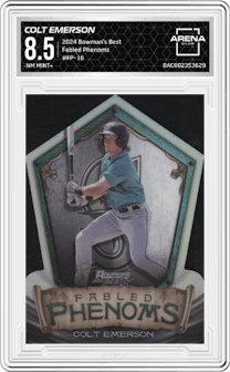 Colt Emerson from the 2024 Bowman's Best set graded by Arena Club and given an overall grade of 8.5.