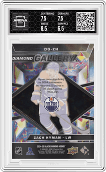 Zach Hyman from the 2024-25 Upper Deck Black Diamond set graded by Arena Club and given an overall grade of 8.