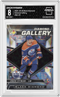 Zach Hyman from the 2024-25 Upper Deck Black Diamond set graded by Arena Club and given an overall grade of 8.
