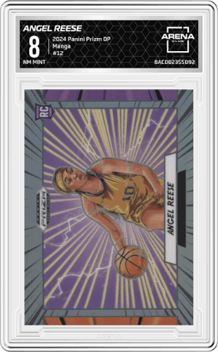 Angel Reese from the 2024 Panini Prizm Draft Picks set graded by Arena Club and given an overall grade of 8.