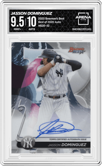 Jasson Dominguez from the 2020 Bowman’s Best set graded by Arena Club and given an overall grade of 9.5.