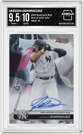Jasson Dominguez from the 2020 Bowman’s Best set graded by Arena Club and given an overall grade of 9.5.