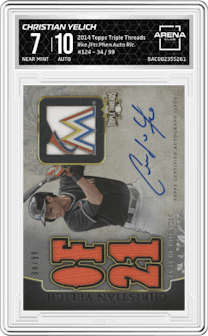 Christian Yelich from the 2014 Topps Triple Threads set graded by Arena Club and given an overall grade of 7.