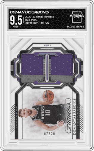 Domantas Sabonis  from the 2022-23 Panini Flawless set graded by Arena Club and given an overall grade of 9.5.