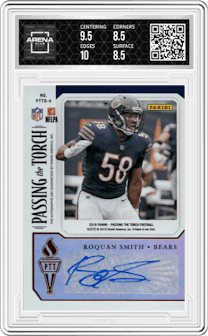 Mike Singletary/Roquan Smith from the 2019 Panini Passing the Torch set graded by Arena Club and given an overall grade of 9.