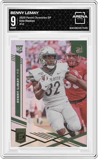 Benny LeMay from the 2020 Panini Chronicles Draft Picks  set graded by Arena Club and given an overall grade of 9.