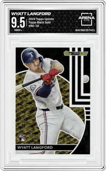 Wyatt Langford from the 2024 Topps Update set graded by Arena Club and given an overall grade of 9.5.