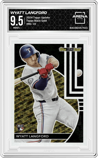 Wyatt Langford from the 2024 Topps Update set graded by Arena Club and given an overall grade of 9.5.