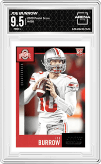 Joe Burrow from the 2020 Panini Score set graded by Arena Club and given an overall grade of 9.5.